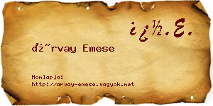 Árvay Emese névjegykártya